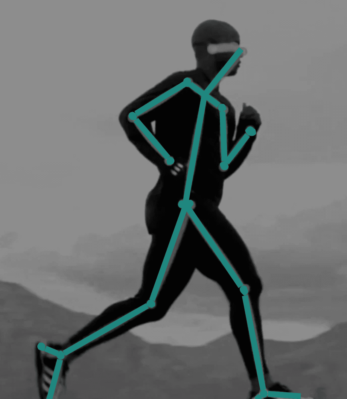 Runner with an illustrative movement overlay